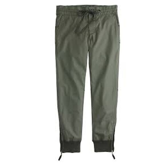 J.Crew Green Coated Cavalry Twill Pants Joggers Size 6 - Picture 1 of 7